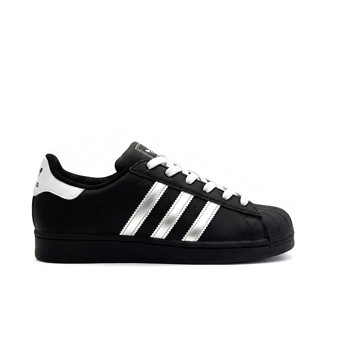 Детские кожаные кроссовки для скейтбординга с низким верхом Superstar 2, Adidas Originals, Черный — фото 4