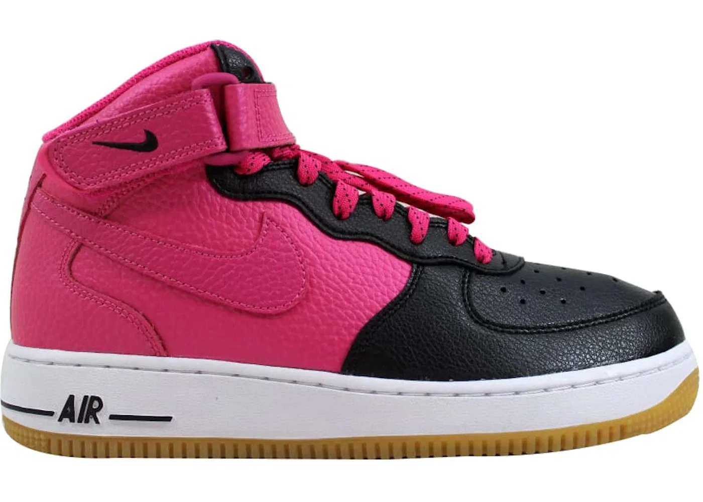Детские кроссовки с длинным шнурком Nike Air Force 1 Mid, Black Vivid Pink White