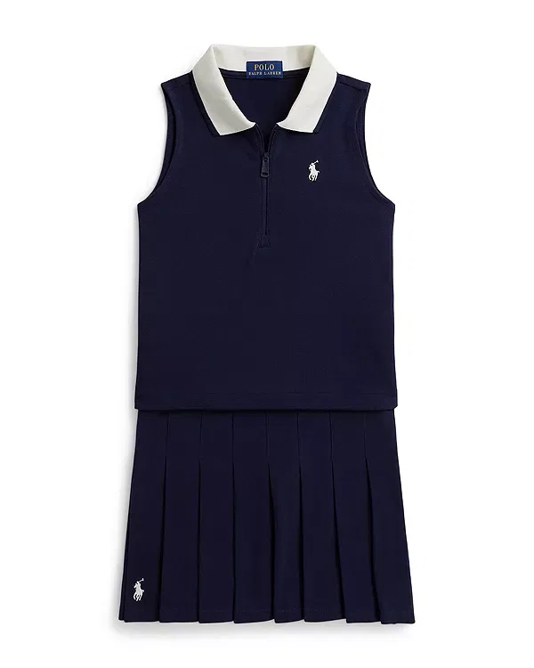 Детский комплект для девочек из стрейч-сетки Polo Ralph Lauren, темно-синий
