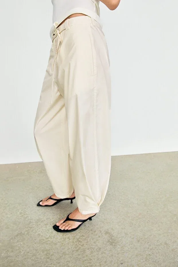 Женские брюки из хлопка Massimo Dutti, White — фото 2