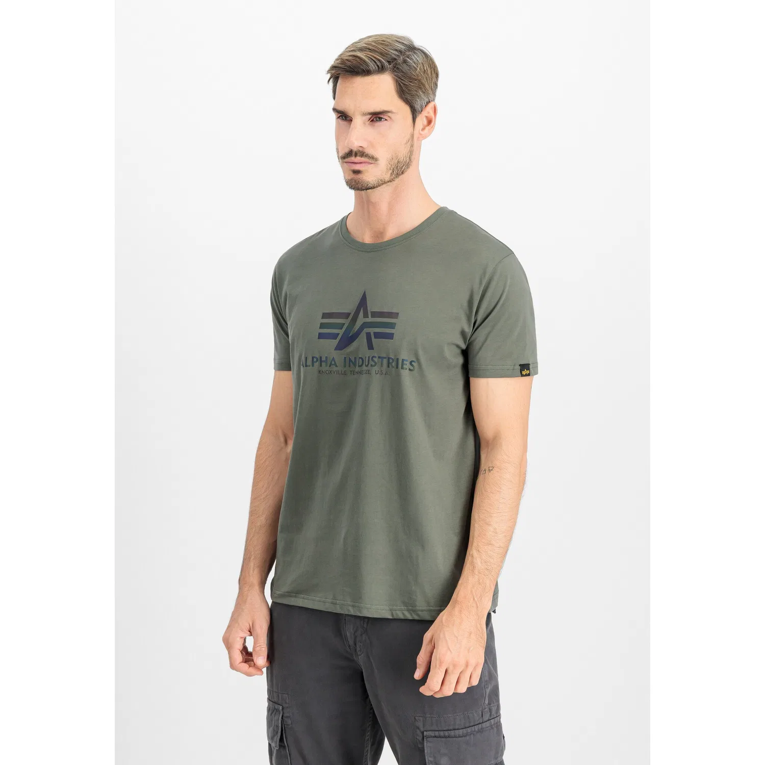 Детская футболка с отражающим принтом Alpha Industries, Vintage Green