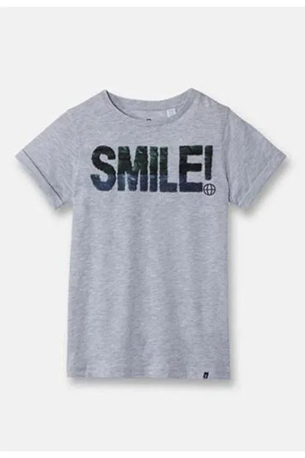 Детская футболка с принтом Fun Smile Changing Sequin Minik'O Kids, Gray