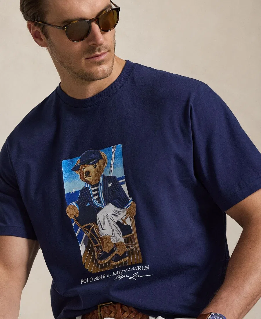 Футболка классического кроя с вышитым медведем Polo Ralph Lauren, Newport Bear Newport Navy — фото 3