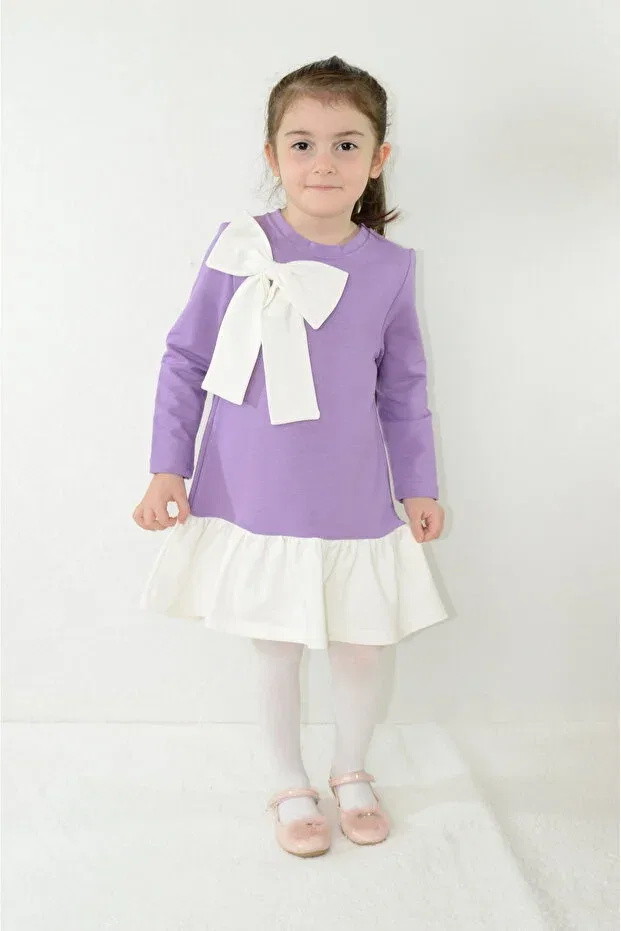Детское платье для девочек с длинным рукавом Sevimli, Lilac — фото 2