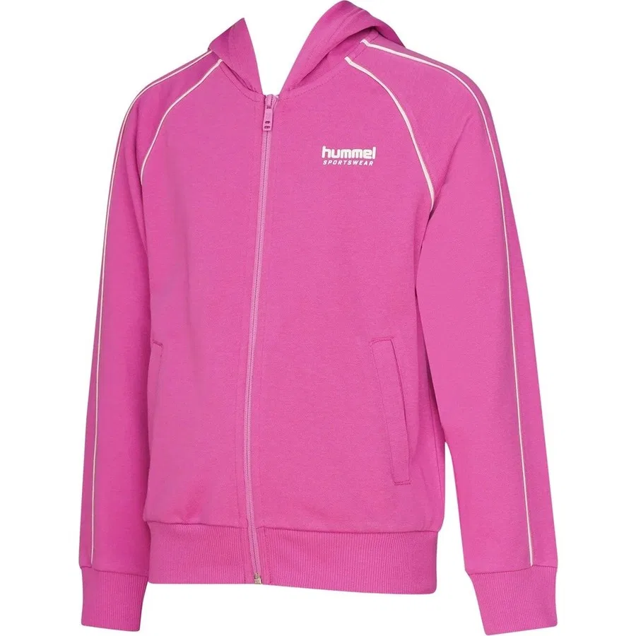 Детский свитшот с капюшоном на молнии, Regular Fit, с логотипом, Hummel, Розовый — фото 2