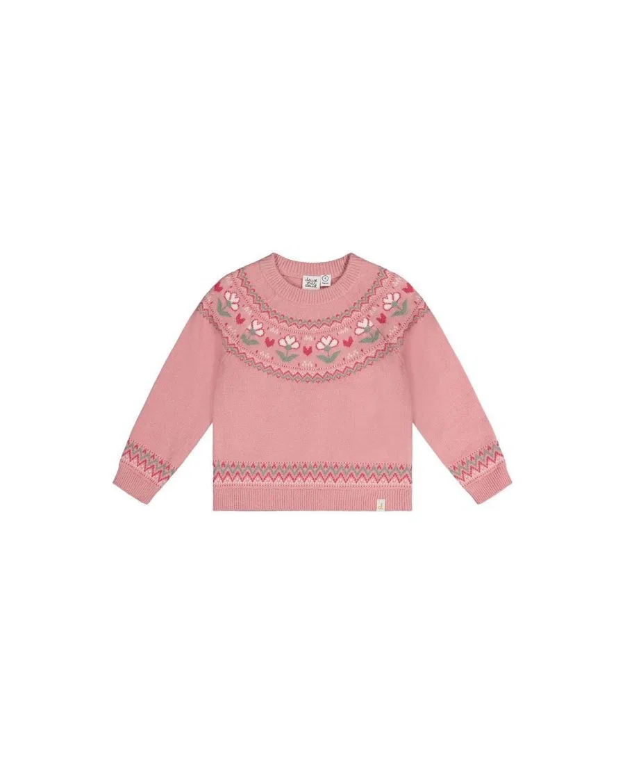 Свитер с цветочным жаккардом Deux par Deux, Pale Dusty Pink
