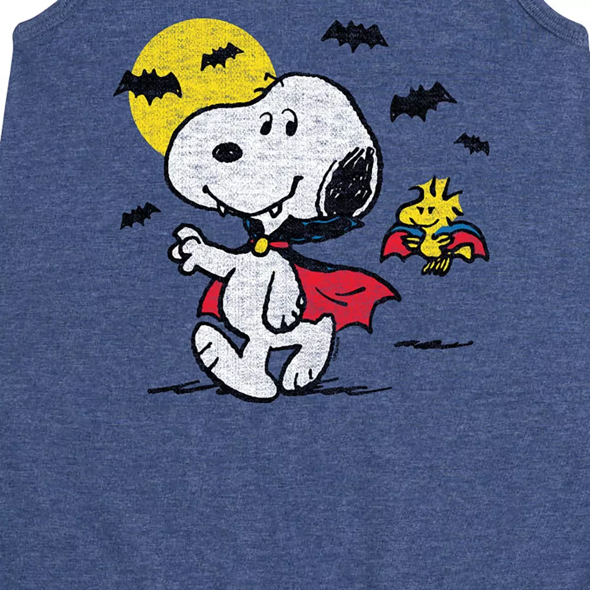 Детское платье-трапеция без рукавов с принтом Vampire Snoopy Peanuts, Heather Navy — фото 2