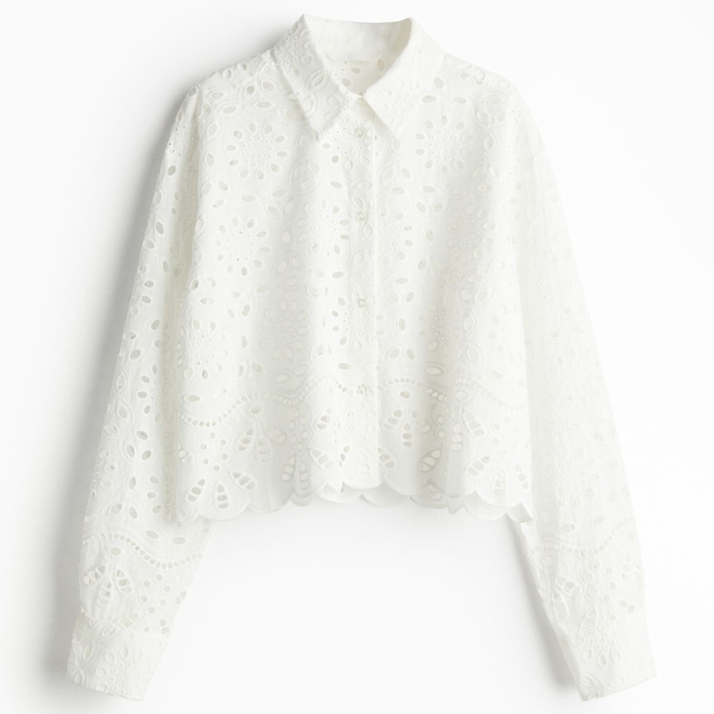 

Рубашка H&M Eyelet Embroidered, белый