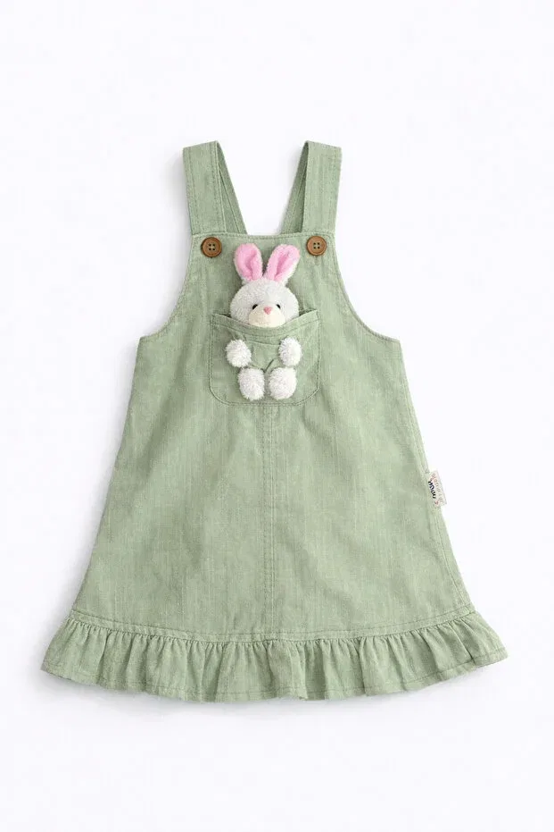 Детский комбинезон для девочек хлопковый Toy Detailed Rabbit Mou&Kou, Green — фото 3