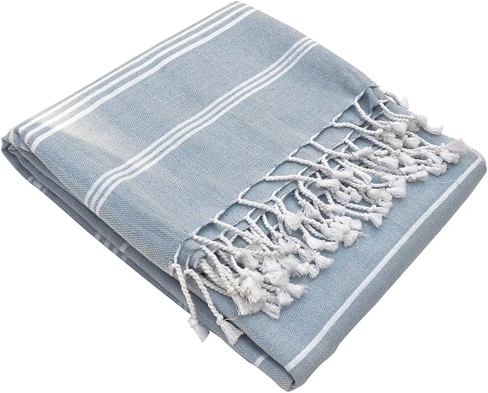 Хаммам полотенце органическое 100x200 см, Karawan, White/Light Blue