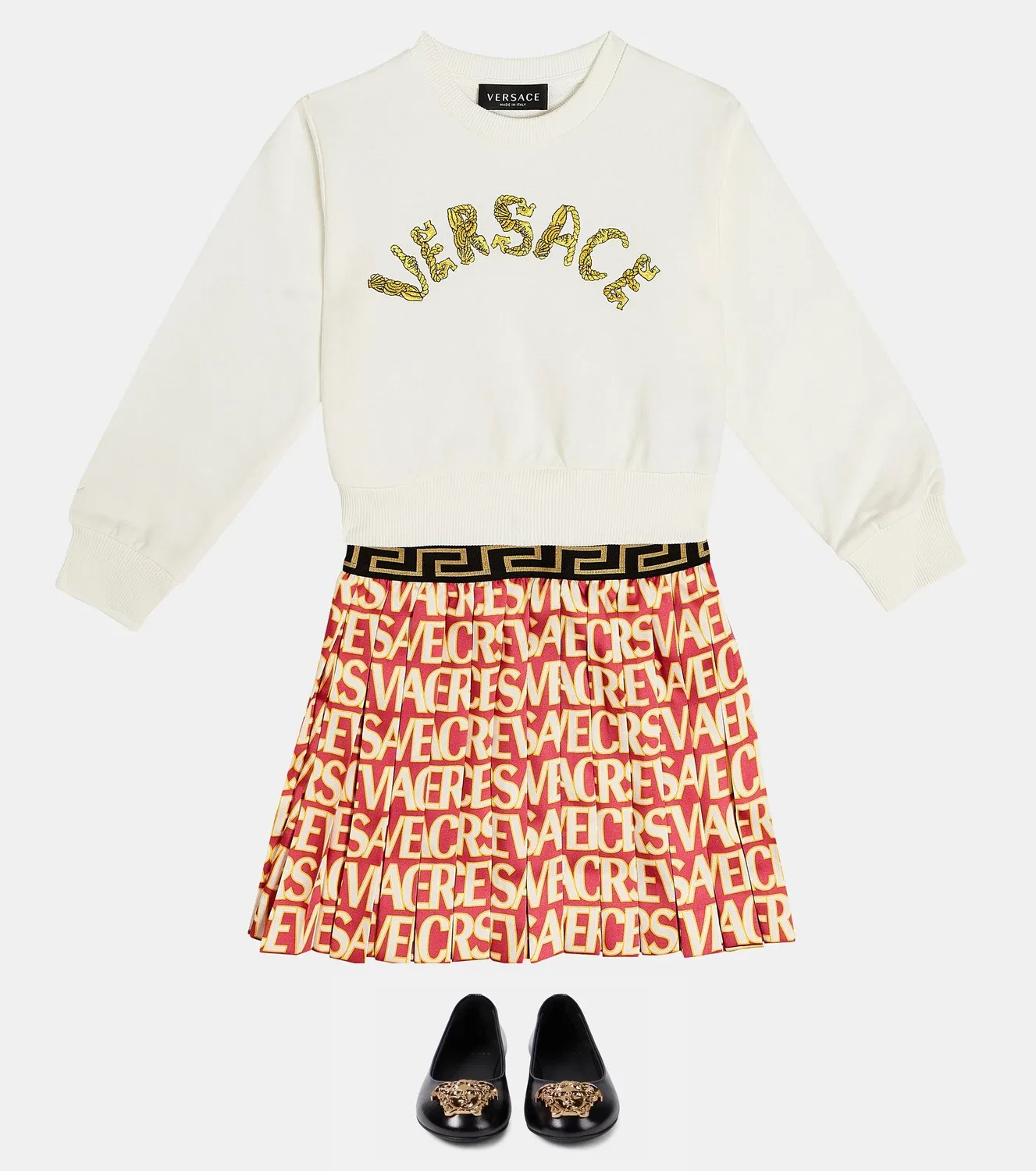Детский хлопковый свитшот с логотипом Versace Kids, белый — фото 2