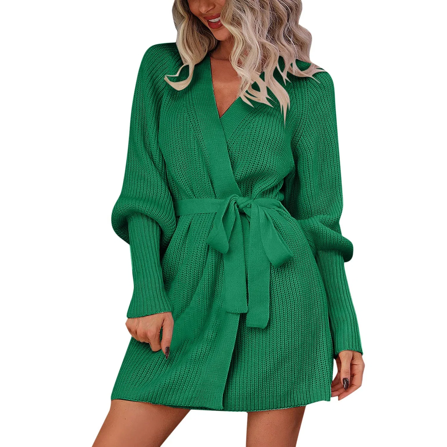 Женское пальто с длинным рукавом с поясом, красное, Verde