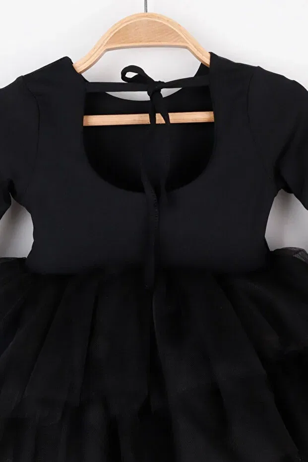 Детское платье для девочек с длинным рукавом Miranda Le Mabelle, Black — фото 4