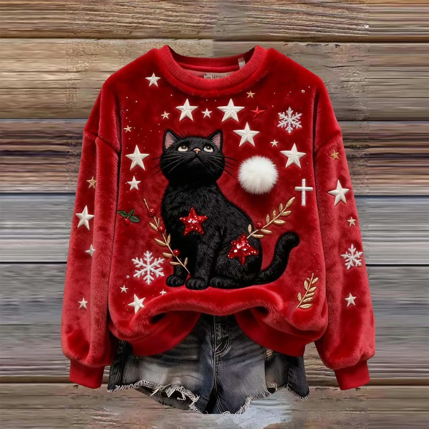 Женский свитер с принтом Christmas Sweater, Zf-red — фото 2