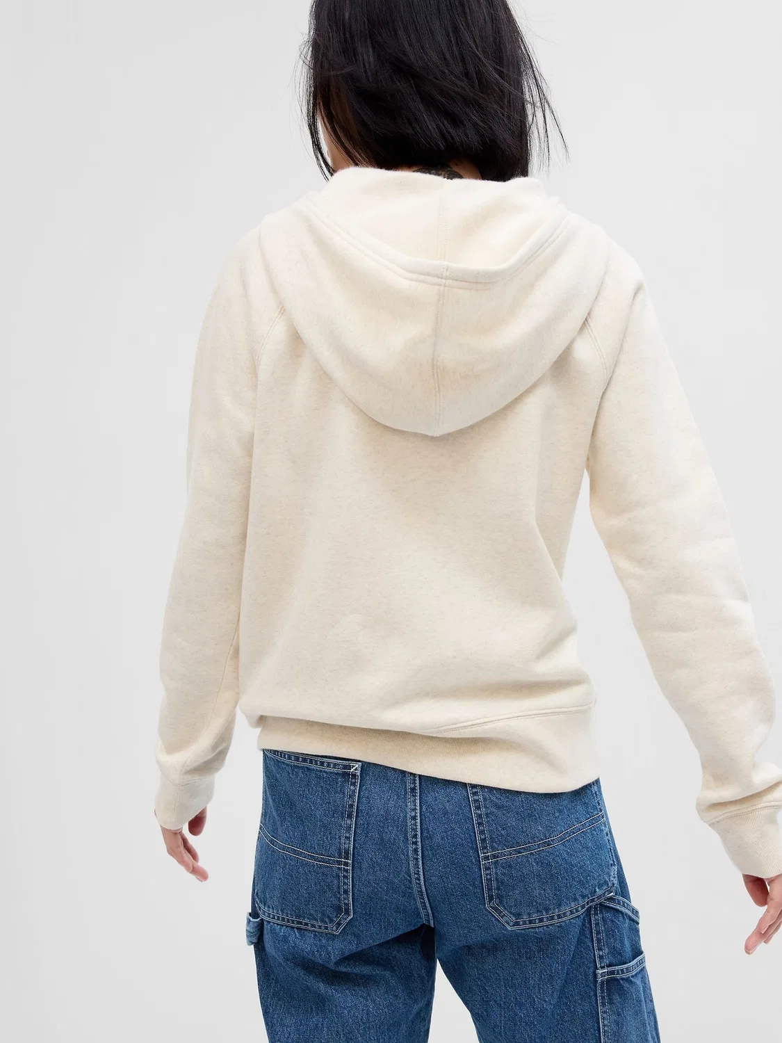 Худи Gap Logo Fleece-Lined Zip Up, кремовый — фото 2