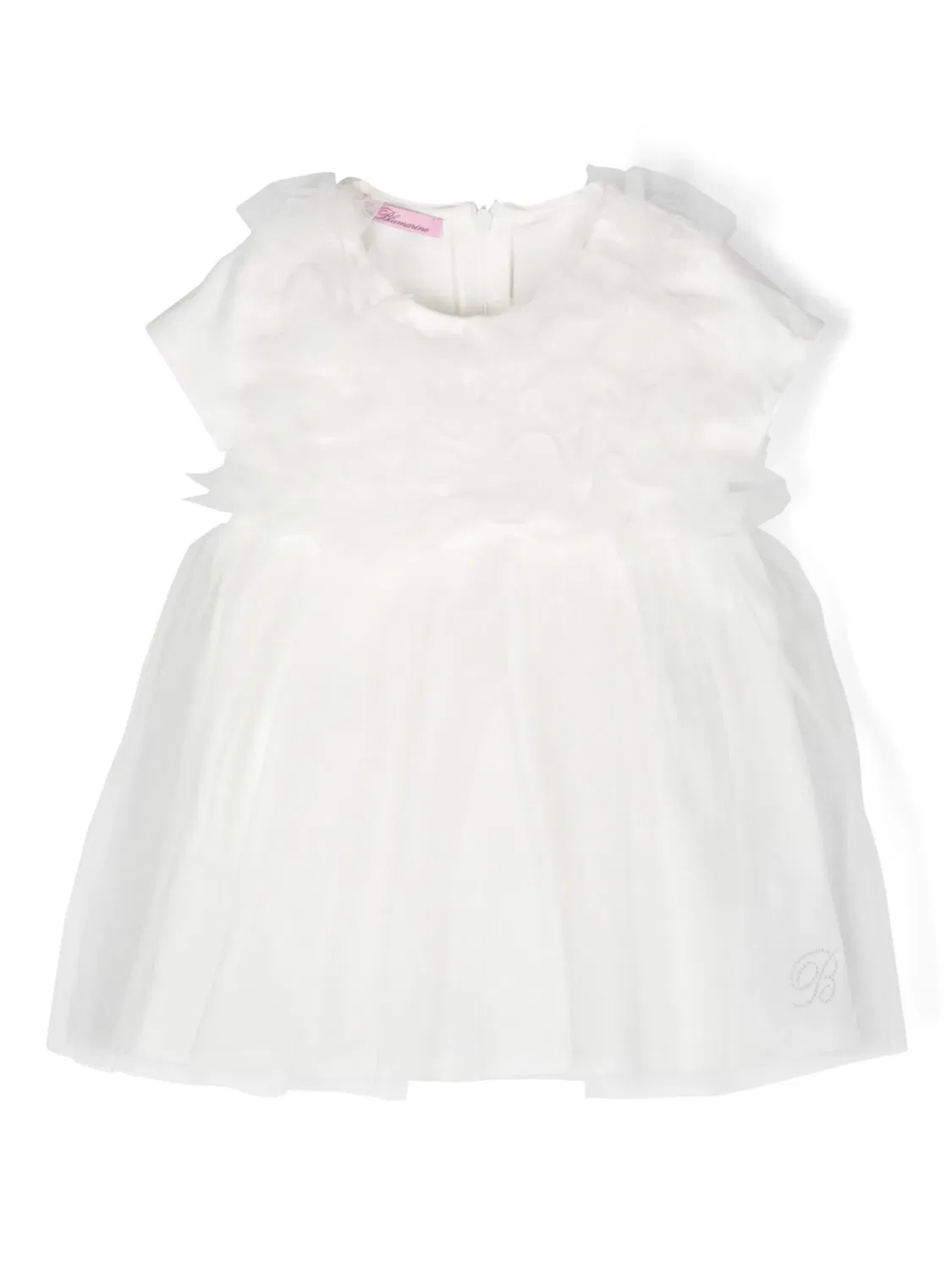 Платье с рюшами и тюлью Miss Blumarine, белый
