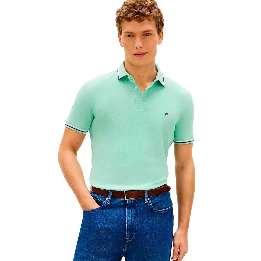 Поло с коротким рукавом slim fit Tommy Hilfiger, зеленый