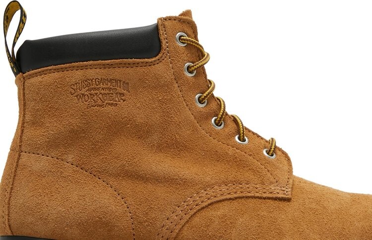 Ботинки мужские Dr. Martens x Stussy высокие кожаные, коричневый — фото 2