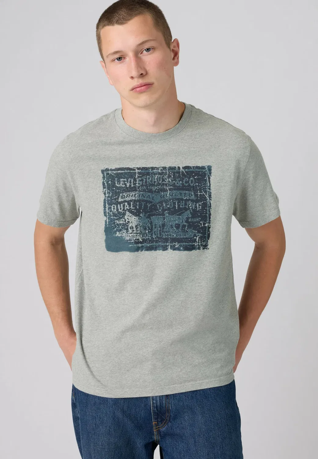 Футболка свободного кроя Ss, оригинальная футболка SRT 1 C с принтом Levi'S, Greys — фото 4