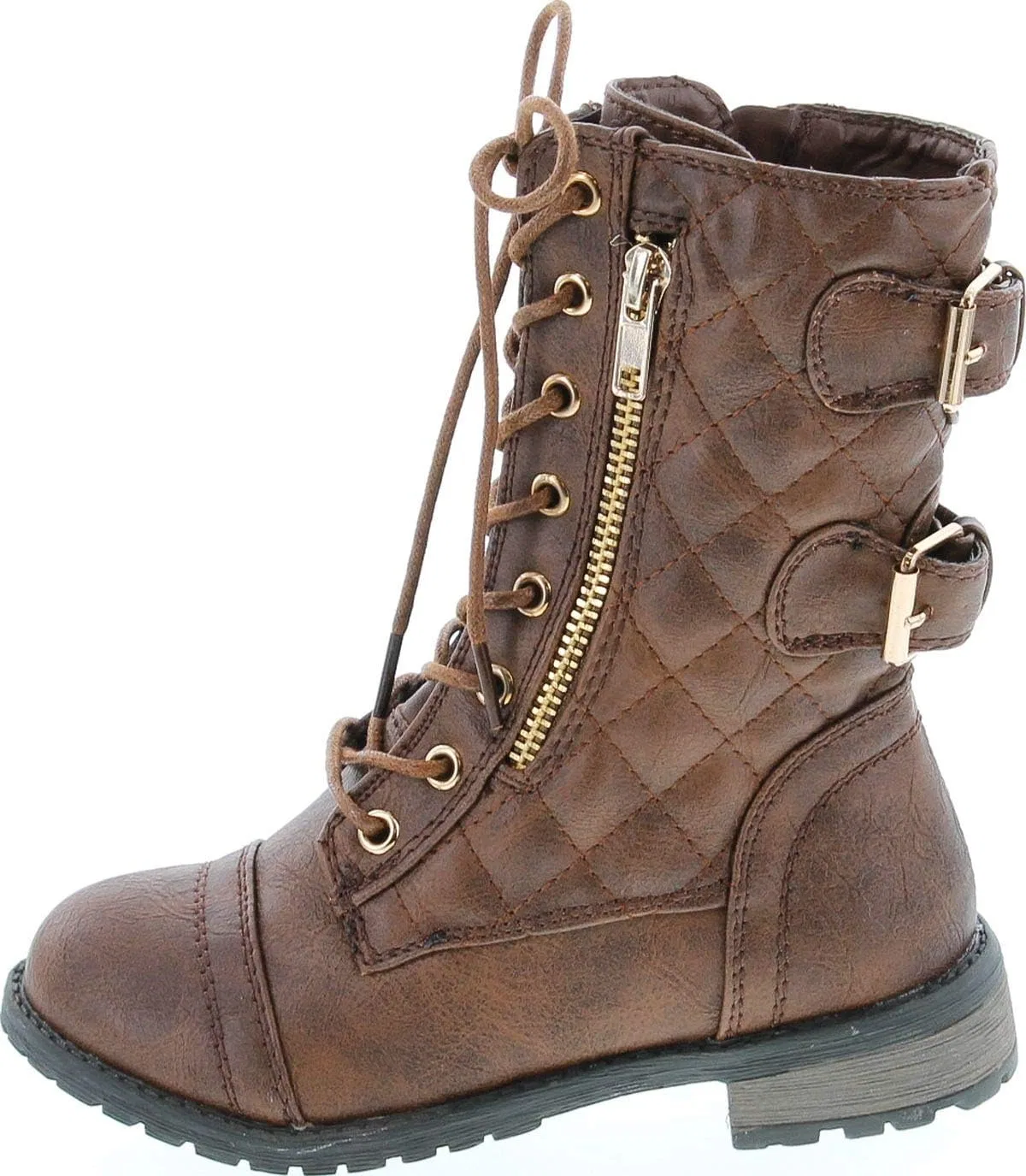 Детские ботинки для девочек на шнуровке с принтом JJF Shoes, Brown — фото 2