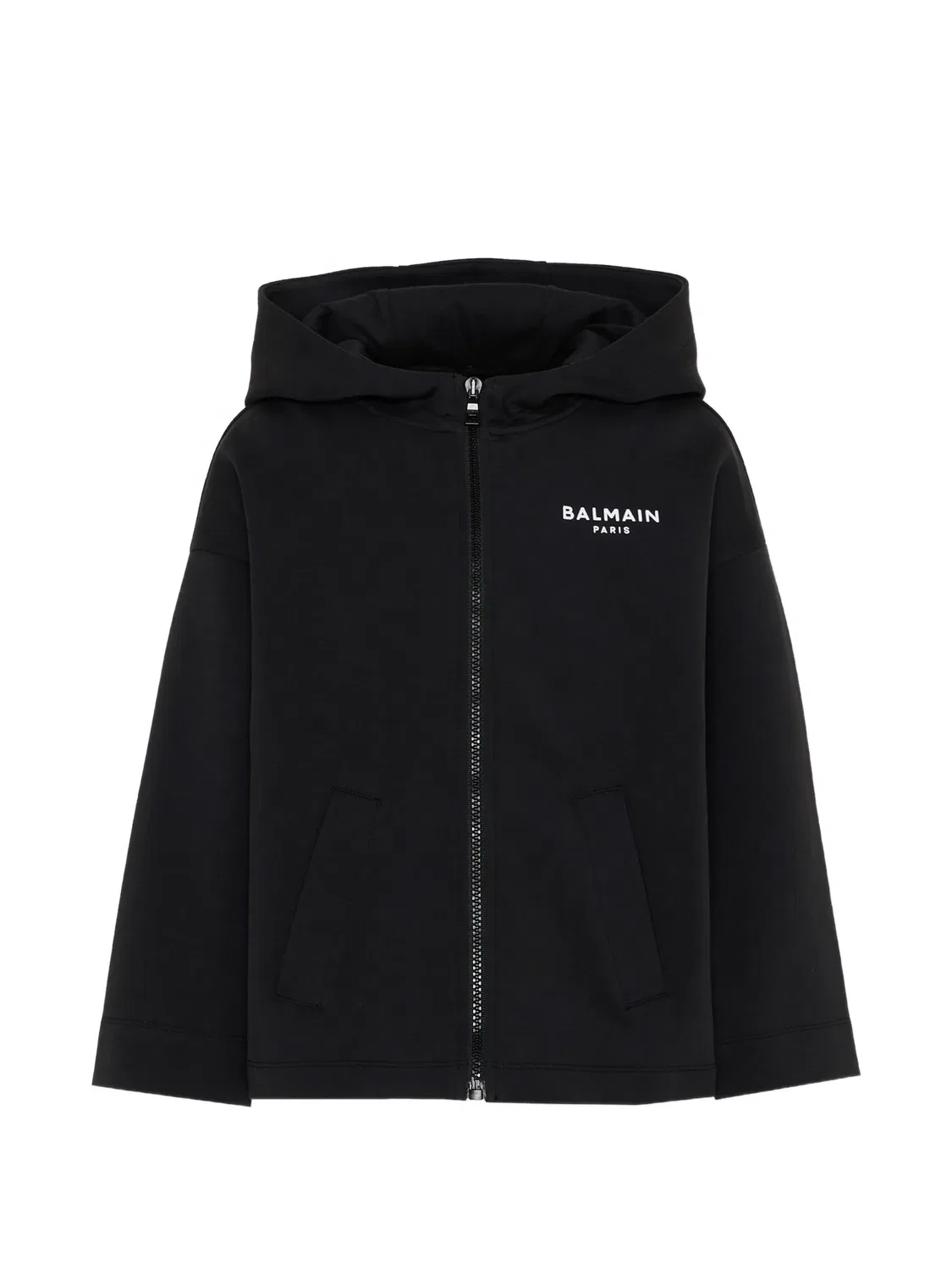Balmain Худи на молнии с логотипом, черный