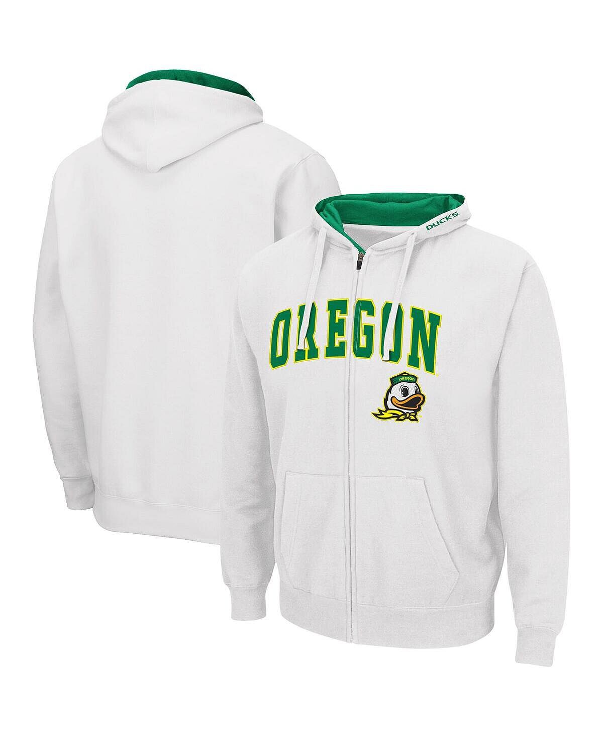 

Мужская белая толстовка с капюшоном oregon ducks arch logo 3.0 с молнией во всю длину Colosseum, белый