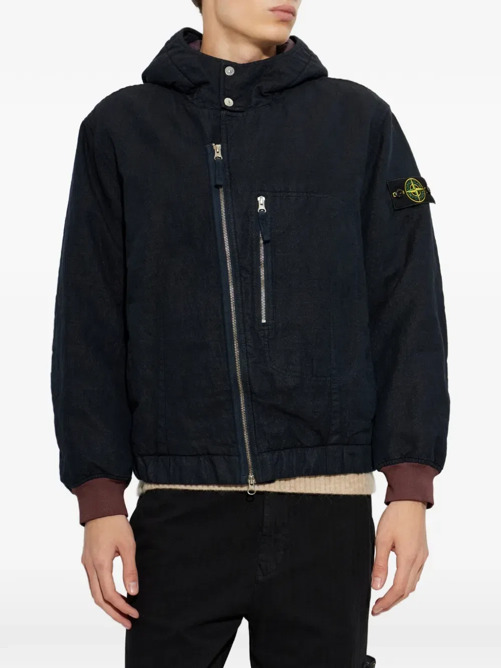 4100042 куртка из диагональной хлопковой шерсти-тс Stone Island, синий — фото 3