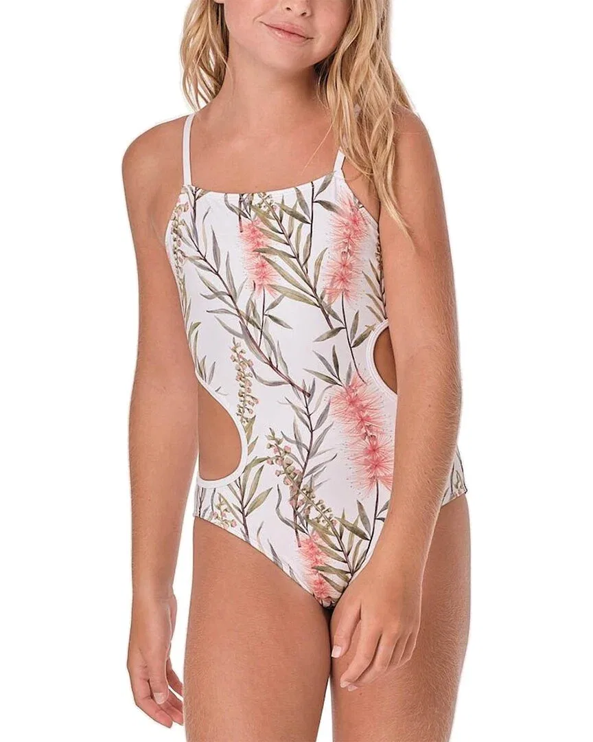 Детский купальник для девочек с цветочным принтом Submarine Circle Back Swimwear, зеленый