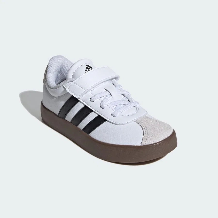 Кроссовки для скейтбординга с верхом из кожзаменителя VL Court 3.0 adidas, Бело-черно-серый — фото 4