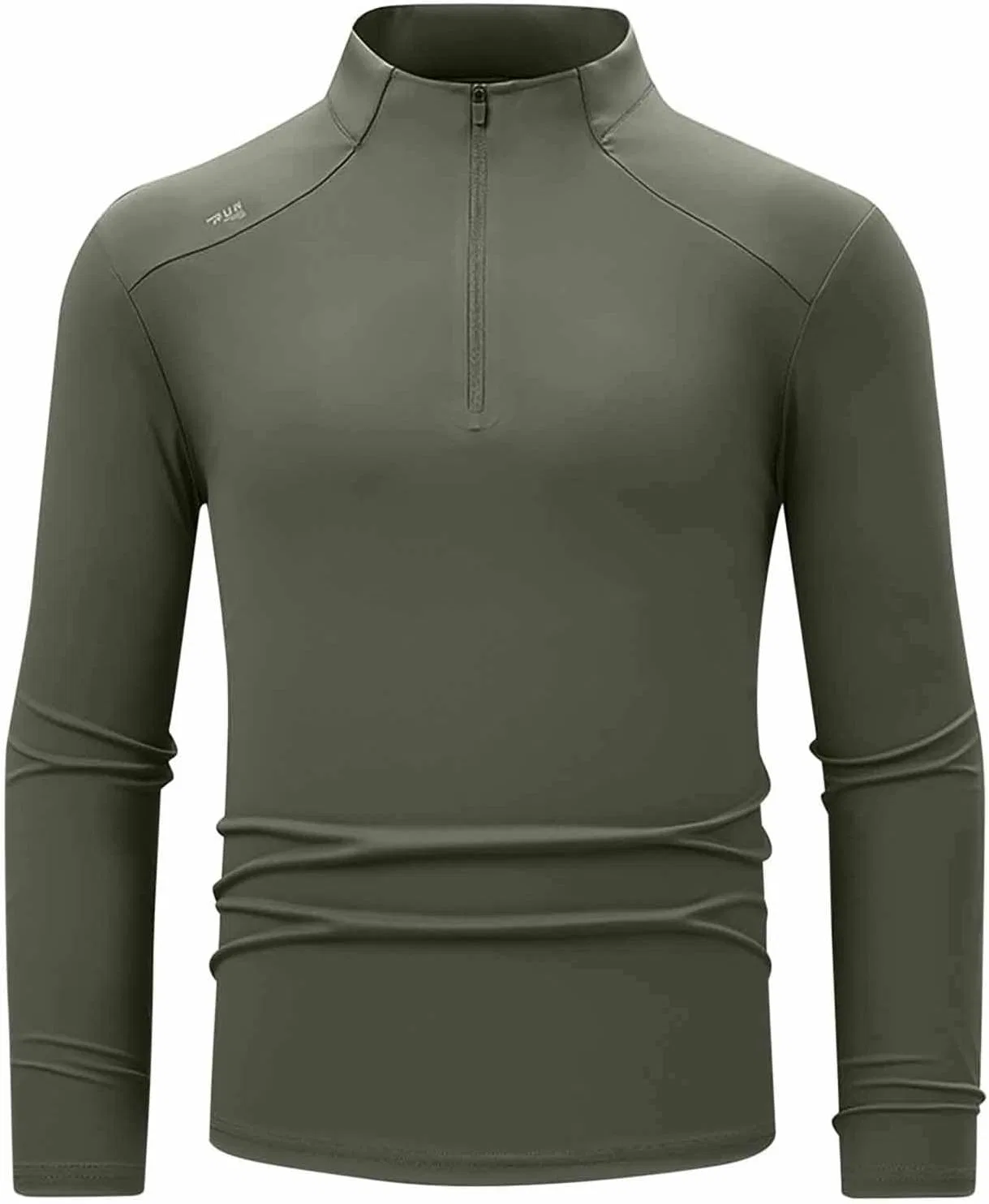 Мужская компрессионная футболка с четверть-застежкой Athletic, Army Green