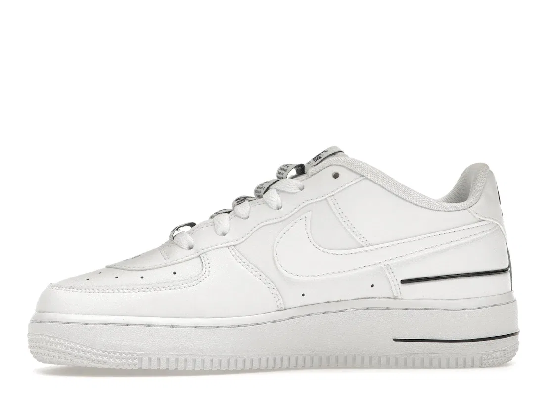 Детские кроссовки для мальчиков и девочек с перфорированным носком Nike Air Force 1 LV8 3, White/Black/White — фото 3