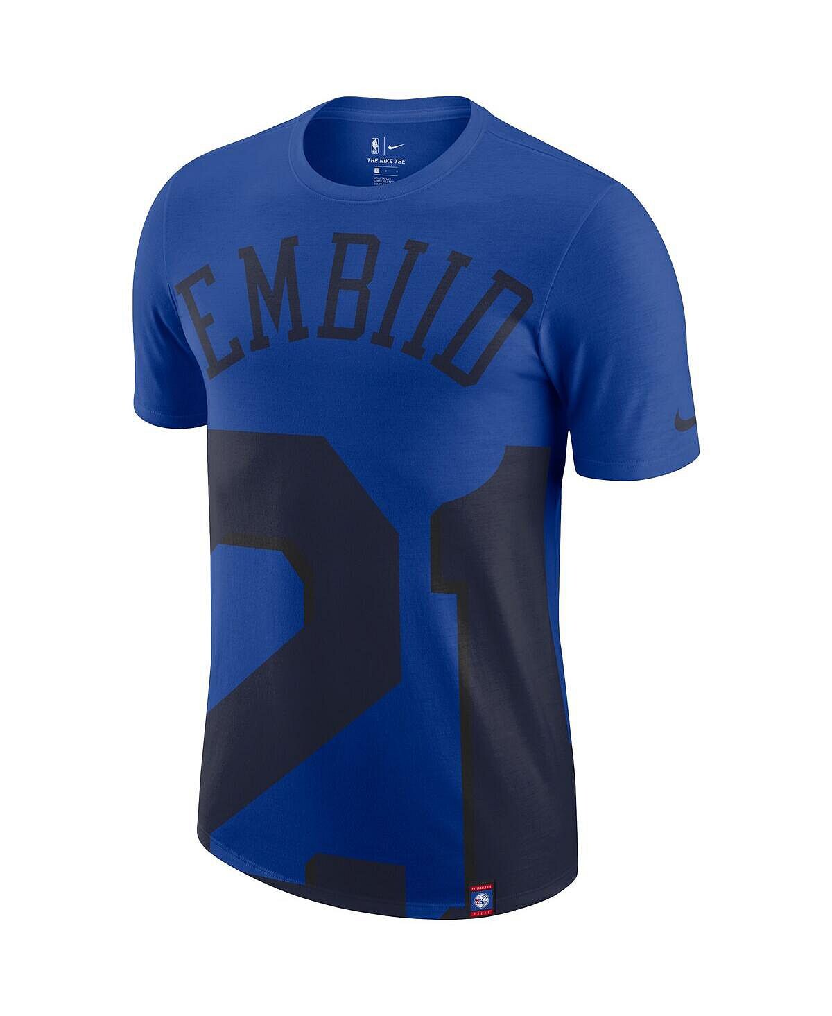 Мужская футболка большого размера joel embiid royal philadelphia 76ers с именем и номером Nike — фото 4