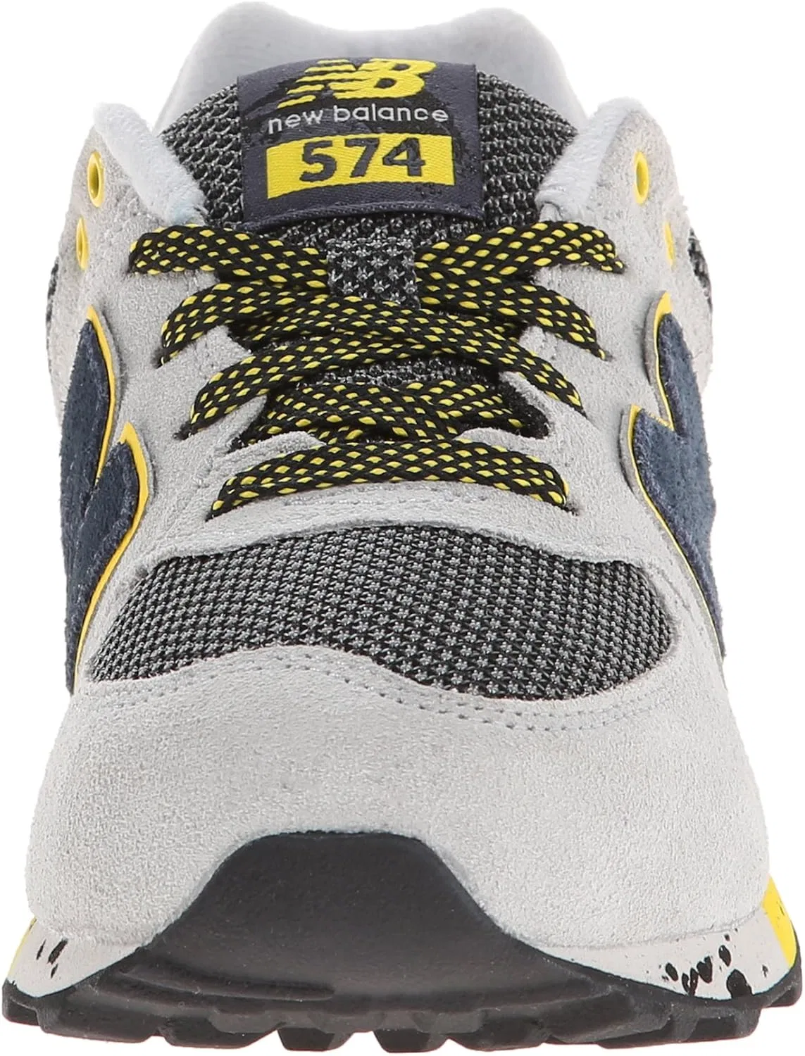 Детские кроссовки для девочек с шнуровкой New Balance, Grey/Yellow — фото 2