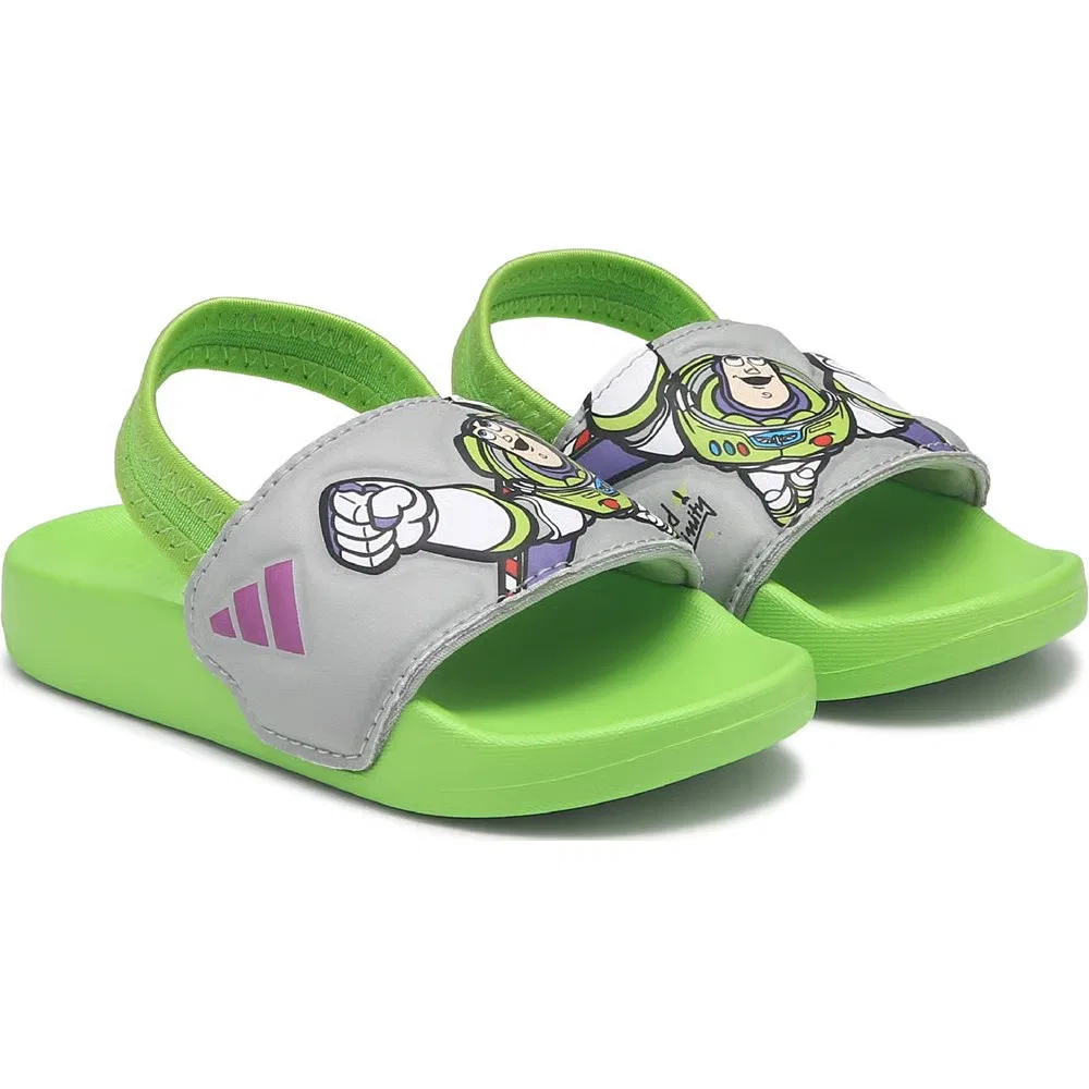Детские сандалии Adilette с ремешком Toy Story Adidas, Green/Grey Buzz