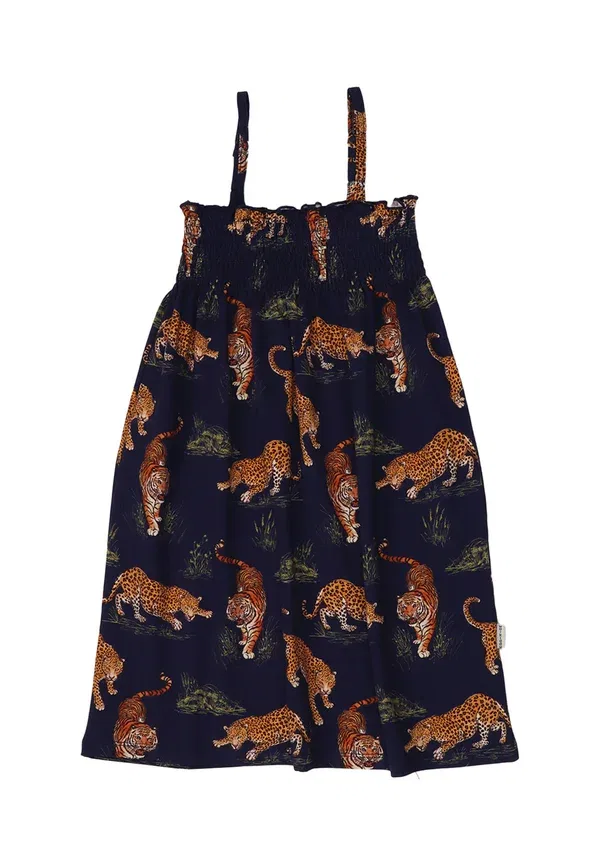 Платье с принтом Tigers and leopards-sleeveless dress Walkiddy, dark blue, темно-синий