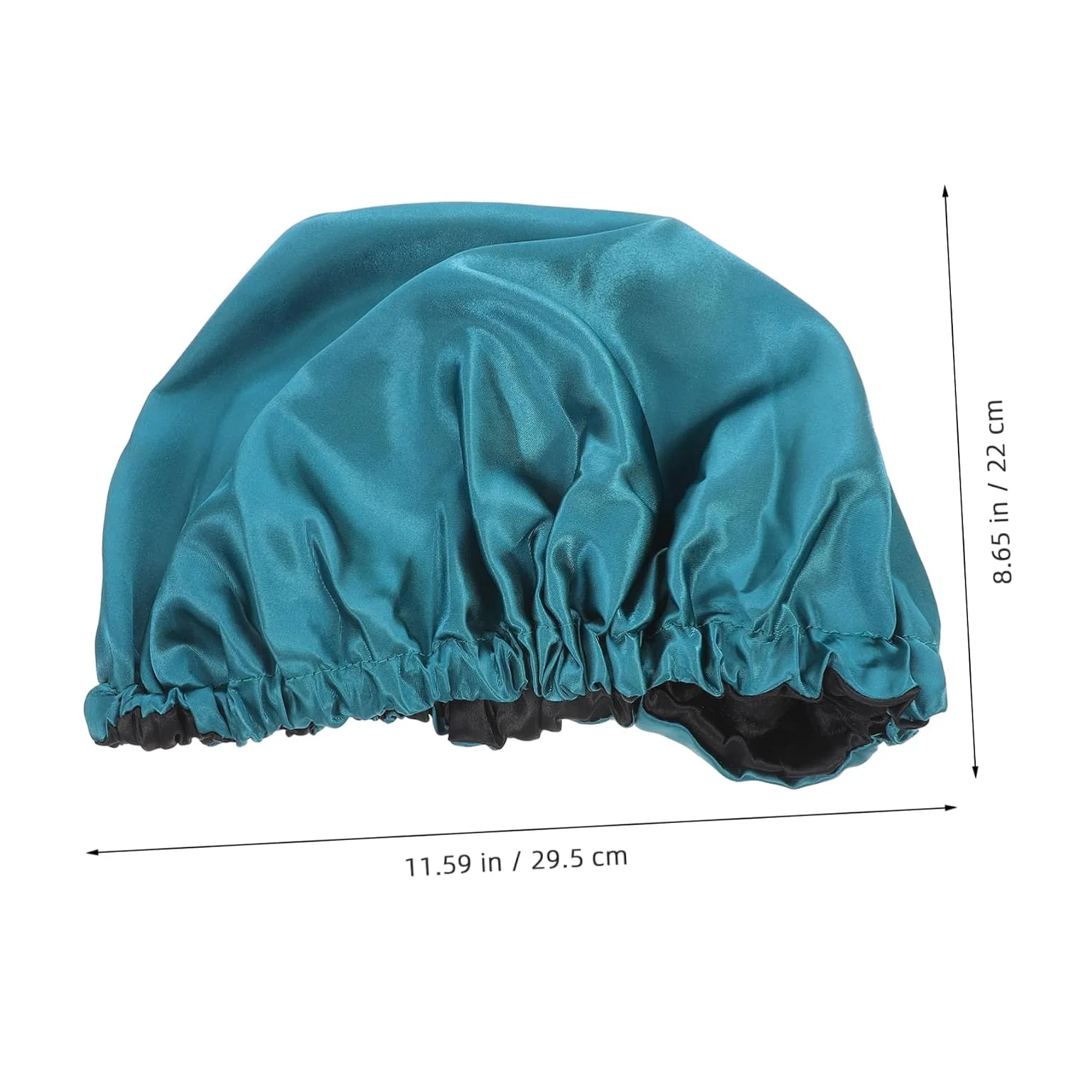 Шапочка для душа, Elastic Breathable, Veemoon, Сатин и полиэстер, 29.5x22x2 см, Cyan with Black Inner Lining — фото 3