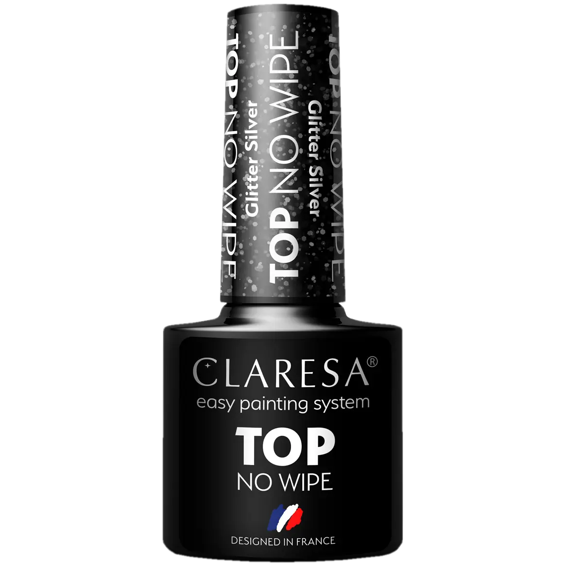 Claresa Top No Wipe гибридный лак для ногтей верхнее покрытие серебро, 5 г — фото 2
