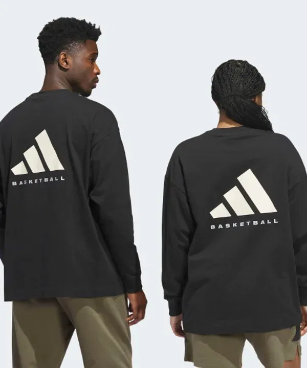 Футболка с длинным рукавом баскетбольная Adidas, черный — фото 2