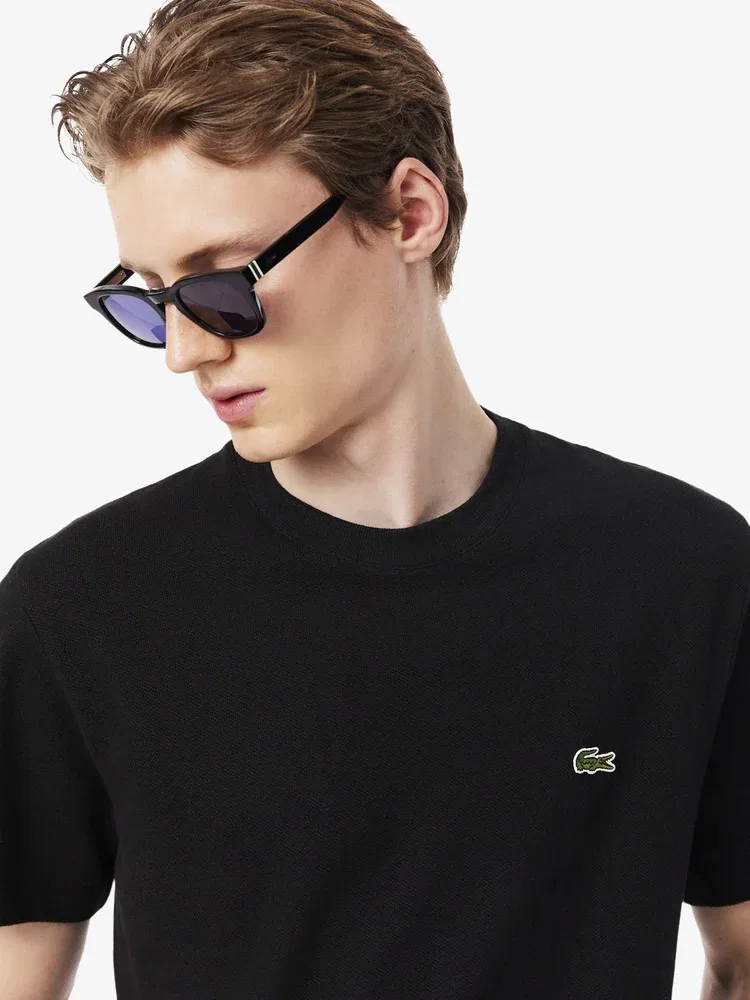 Футболка из льняной смеси TH0629 LACOSTE, Black — фото 2
