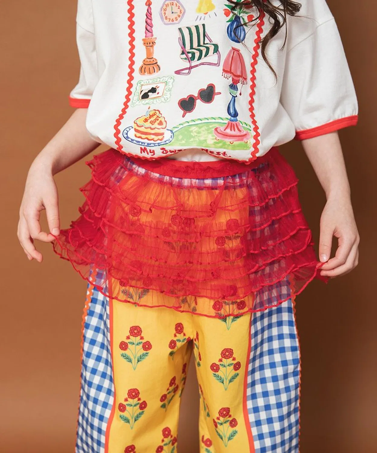 Детская юбка из фатина с воланами Rii-chan x branshes DRC branshes, Red