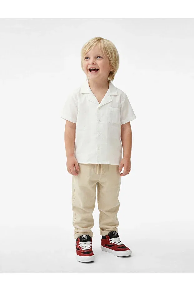 Детские брюки для девочек льняные с завязками Koton, Beige