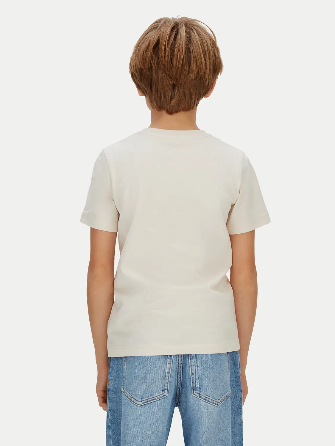 Комплект из футболок стандартного кроя для мальчика Monologo Calvin Klein Jeans, бежевый — фото 3