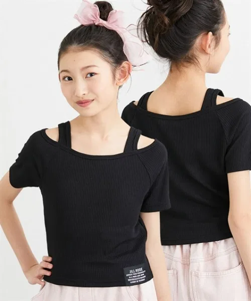 Детская футболка с чашечками с коротким рукавом QUNTSTYLE, Black