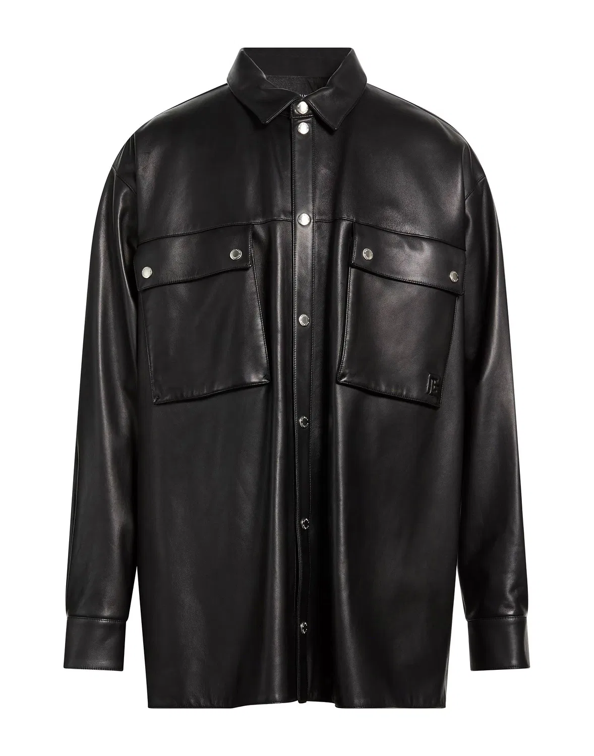 Мужская overshirt из кожи с логотипом Balmain, черный