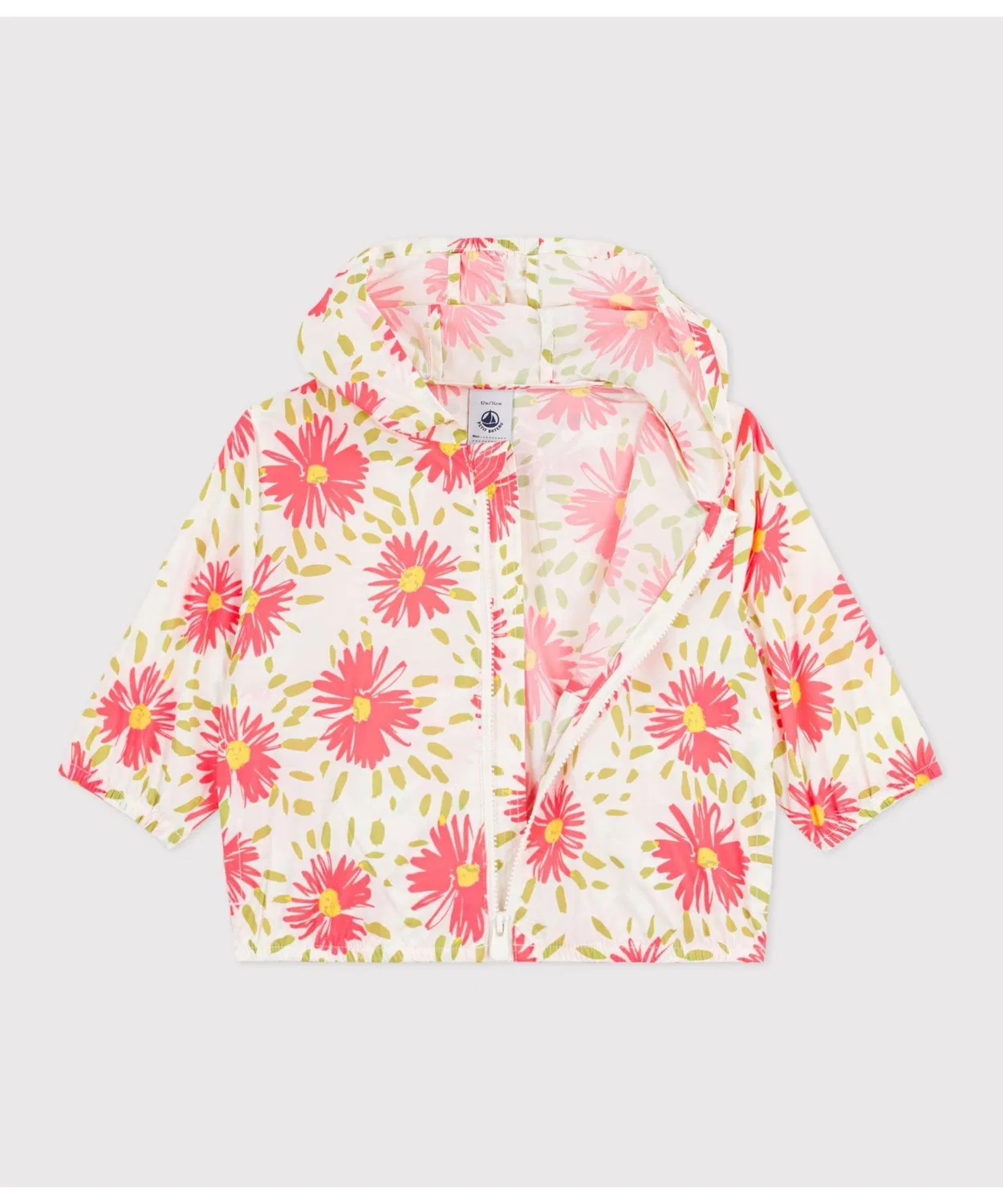 Детская куртка-ветровка с принтом, модель Print Sunbreaker PETIT BATEAU, White — фото 2
