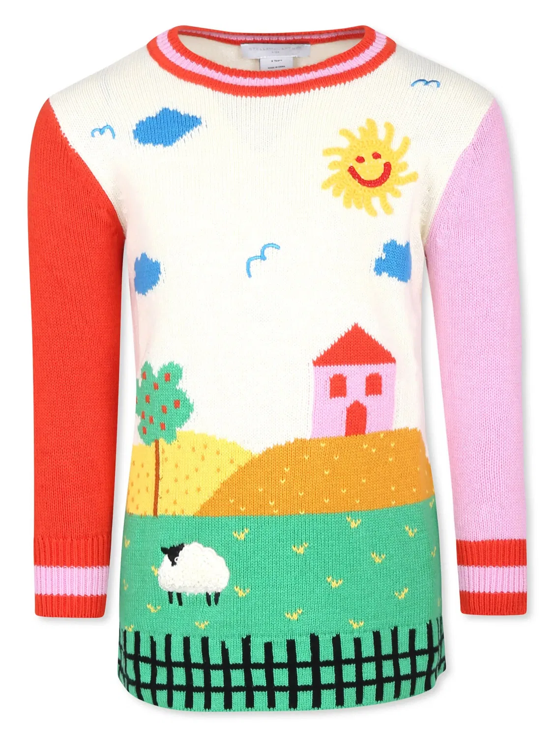 Д knitted платье с графикой двора Stella McCartney, белый