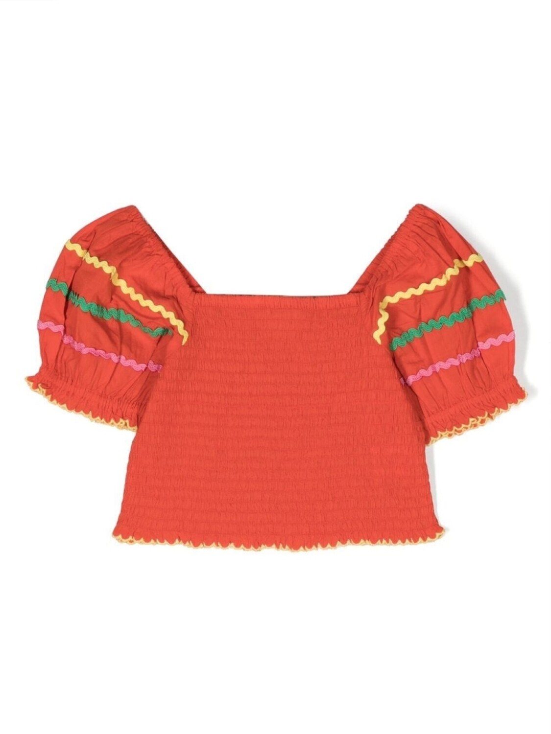 

Stella McCartney Kids топ с короткими рукавами и сборками, красный