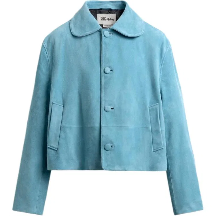 Мужская куртка из кожи с длинным рукавом x Disney Harry Lambert FW25 ZARA, Blue