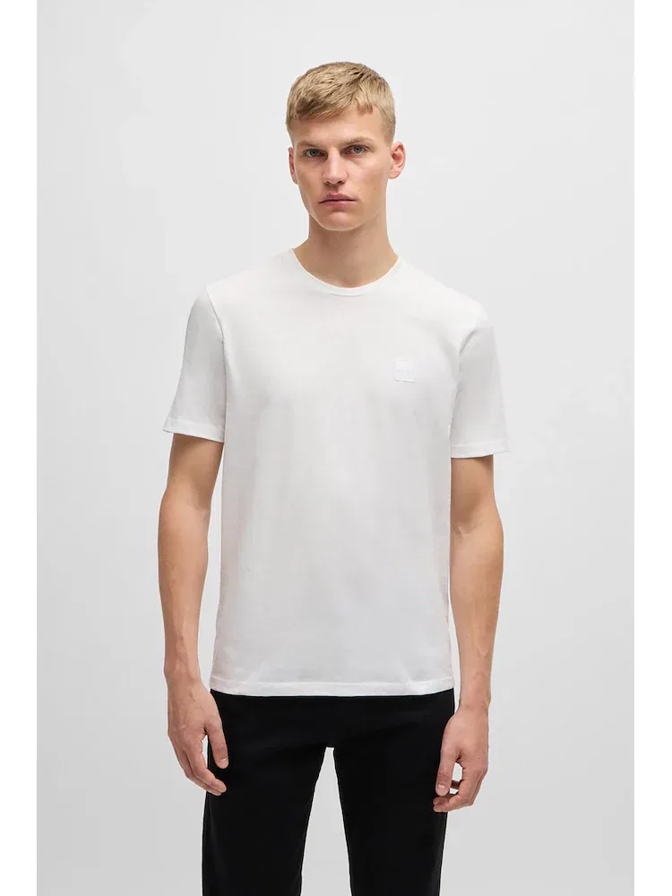 Футболка с логотипом BOSS, Cotton Jersey, Regular Fit, White