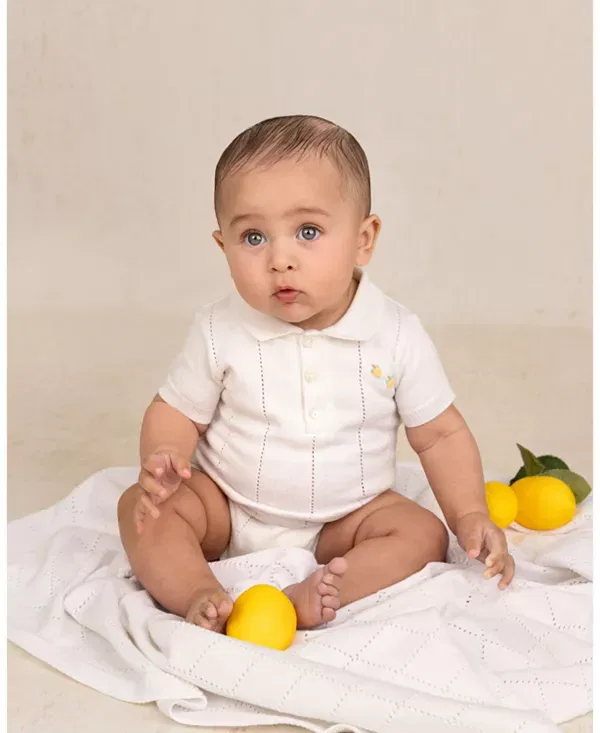 Детский комбинезон для мальчиков хлопковый Lemon Knit Romper Feltman Brothers, Ivory — фото 2